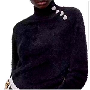 Zara plush heart buttons sweater
